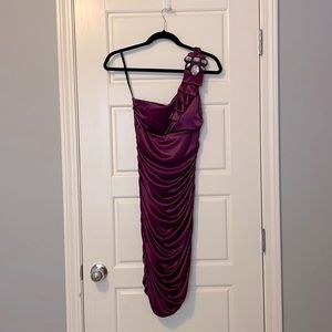 Purple dress with shoulder detail